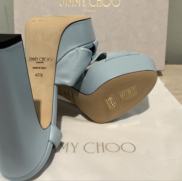 Jimmy Choo Womens Ice Blue Nappa Leather Platform Sandals Size 40.5 Ital… - Picture 11 of 16